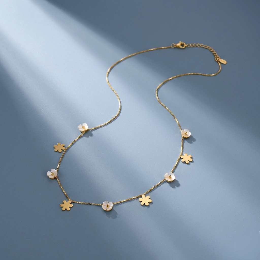 Floral Charm Anti-Tarnish Stainless Steel Necklace for Women