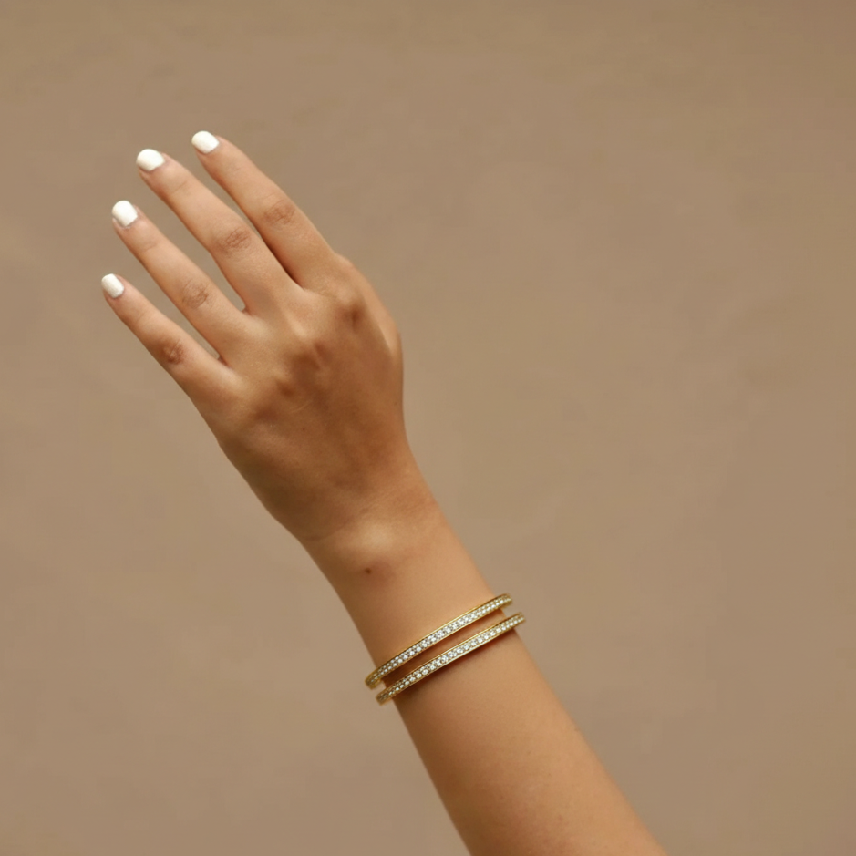 Aura 18K Gold & Full Zircon Anti-Tarnish Bangle