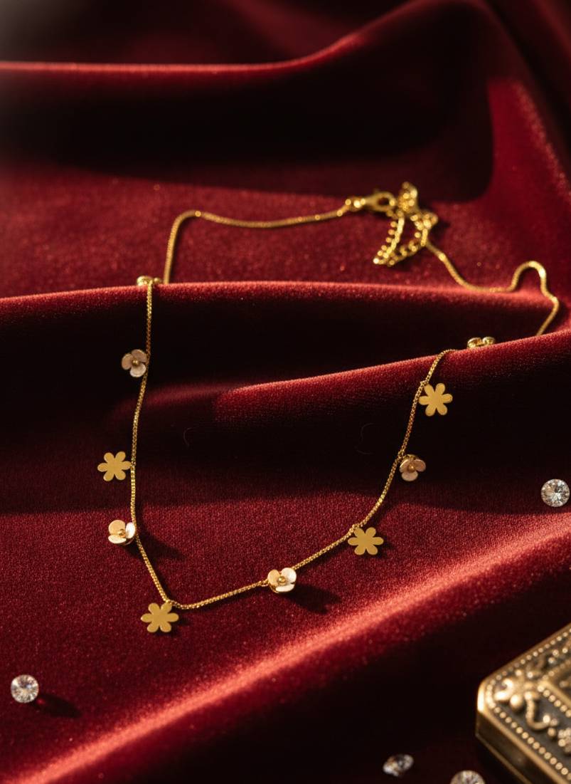 Floral Charm Anti-Tarnish Stainless Steel Necklace for Women