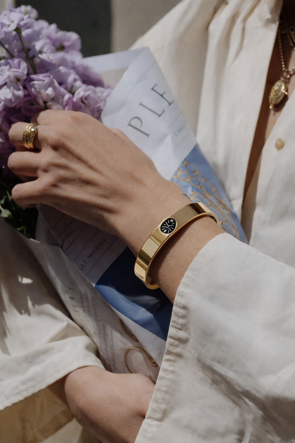 Elysian Watch-Face Bangle – Anti-Tarnish 18K Gold Stainless Steel