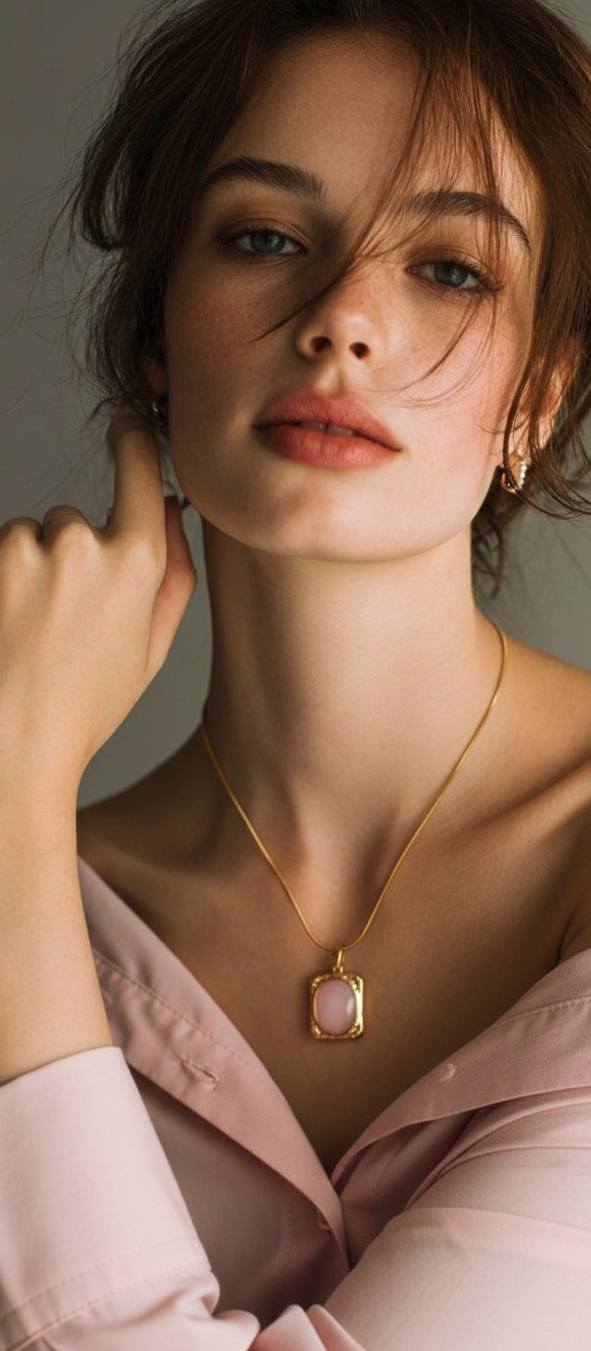 Rose Aura Pendant – Anti-Tarnish 18K Gold Stainless Steel