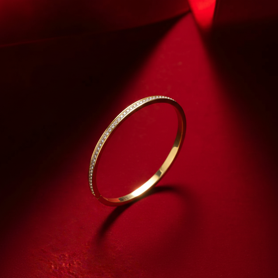 Aura 18K Gold & Full Zircon Anti-Tarnish Bangle