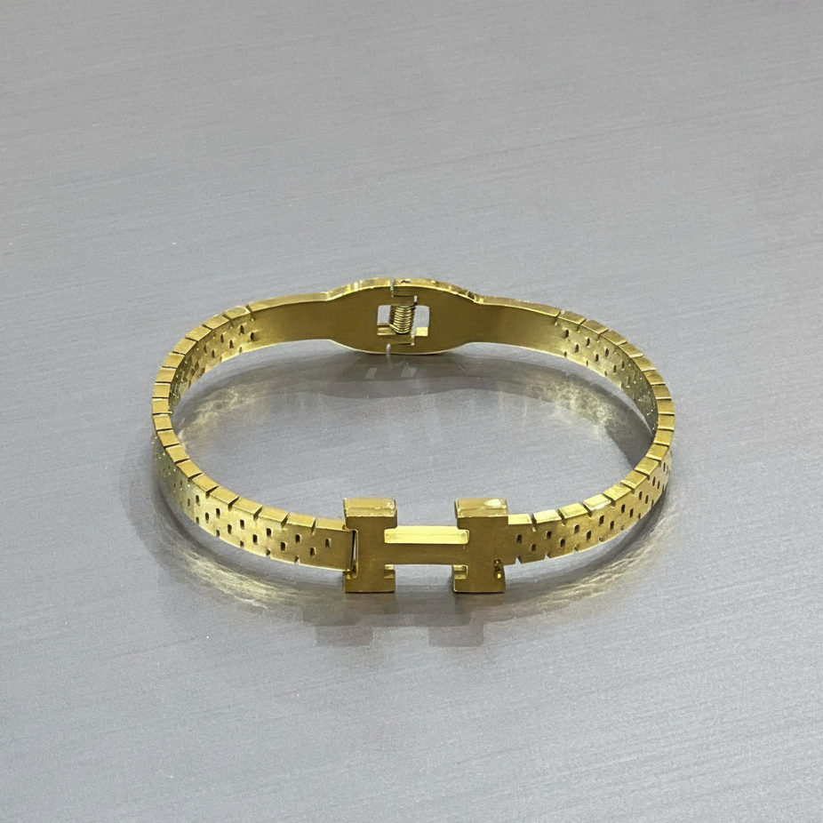 سوار بريزم مضفر - ستانلس ستيل ذهبي مقاوم للتشوه