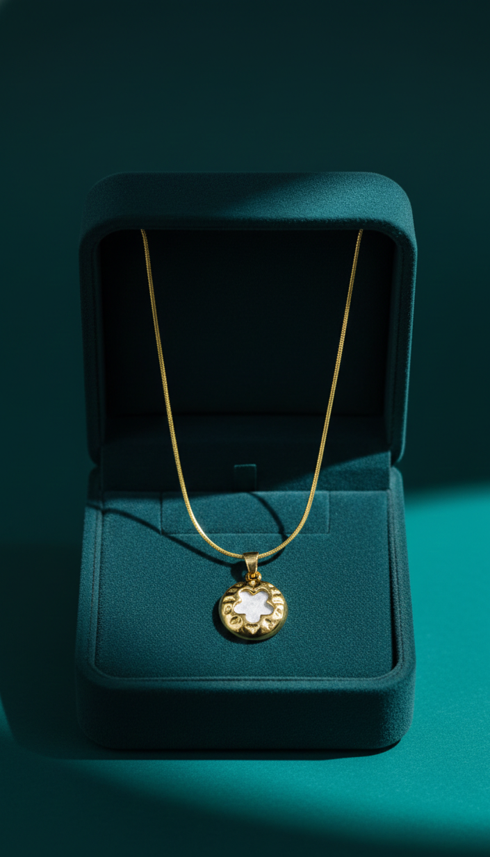 Luminous Clover Medallion – Mother-of-Pearl & 18K Gold Plated Stainless Steel