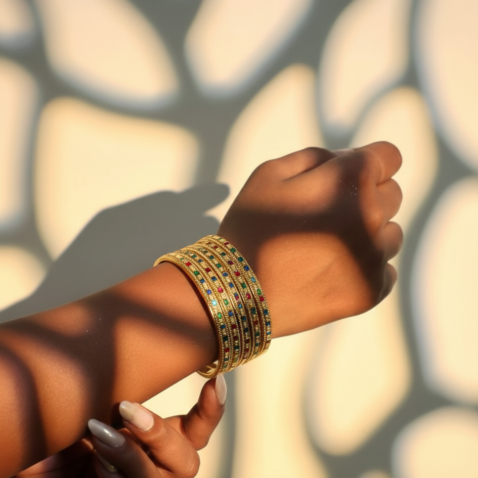 سوار كروما مضفر مطلي بالذهب عيار 18 قيراطًا - مقاوم للماء ومضاد للتشوه