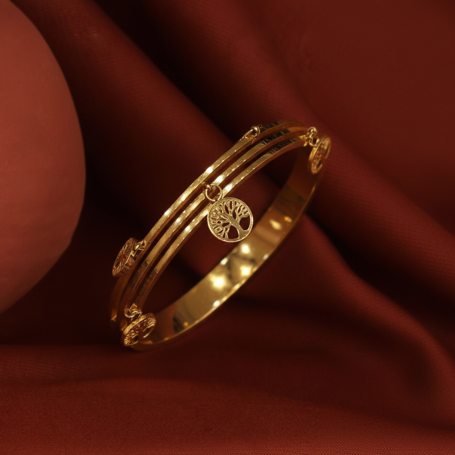 Arboreal Harmony Bangle – 18K Gold Plated Anti-Tarnish Triple-Band